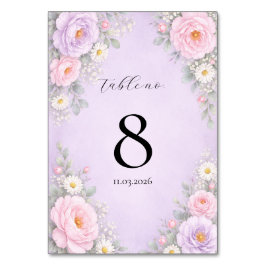 Numeração De Mesa Pink Lavender Floral Table Number Cards 