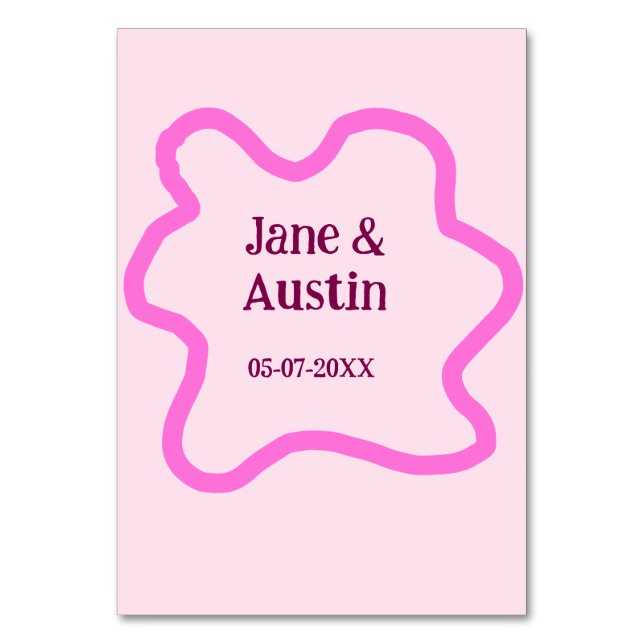 Numeração De Mesa Pink pastel retrorando borda do casamento data do  (Frente)