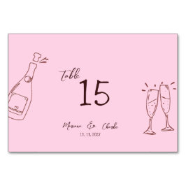 Numeração De Mesa Pink Whimsical Hand Written Scribble Wedding