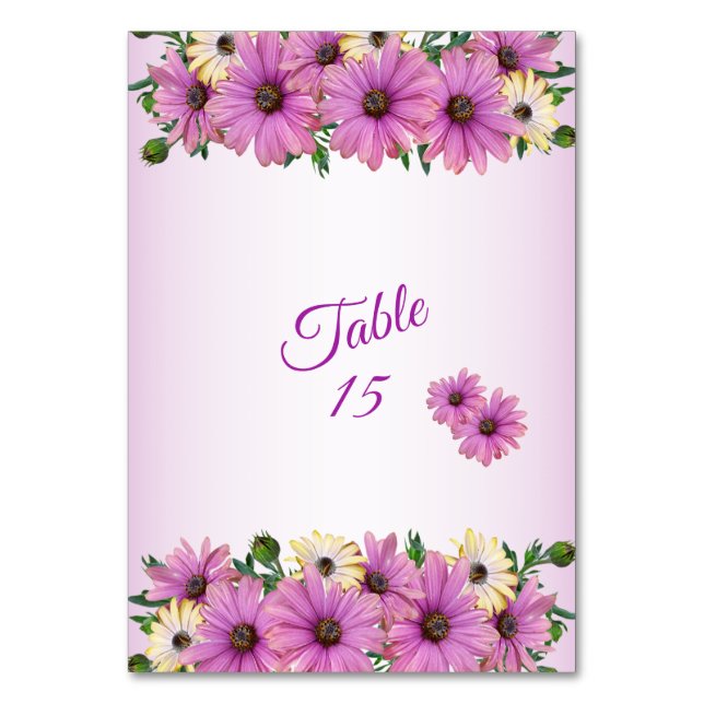 Numeração De Mesa Pink Yellow Floral Rustic Elegant Wedding Party (Frente)