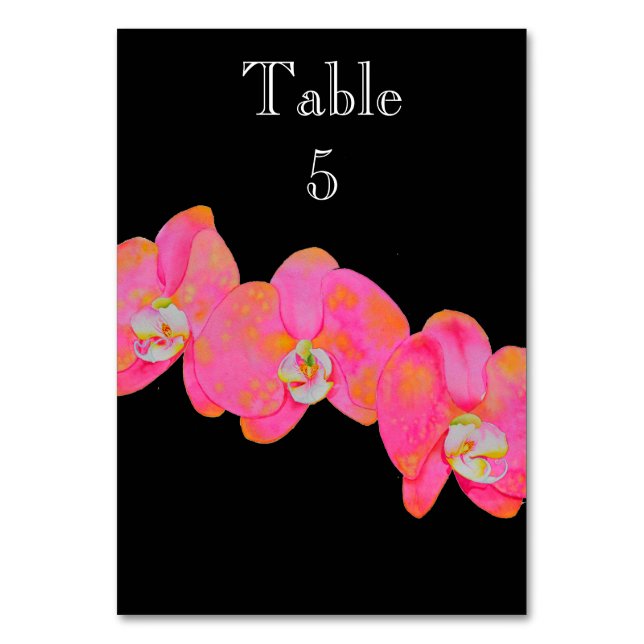 Numeração De Mesa Pintura aquosa rosa elegante Pintura orquídea (Frente)