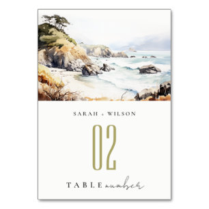 Numeração De Mesa Pintura de Paisagem em Aquarela de Casamento em Bi