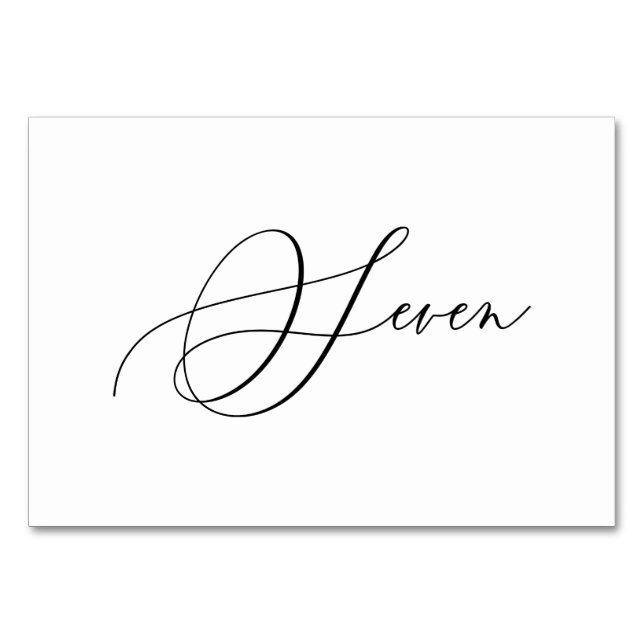 Numeração De Mesa PixDezines Elegante Caligrafia Romântica 7 (Frente)