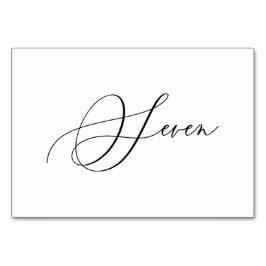 Numeração De Mesa PixDezines Elegante Caligrafia Romântica Sete 7