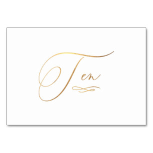 Numeração De Mesa PixDezines Falso Dourado Romântico Caligrafia Dez 