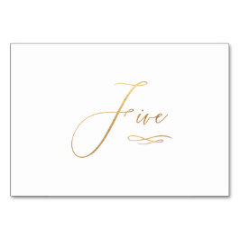 Numeração De Mesa PixDezines Falso Dourado Romântico Cinco 5 Caligra