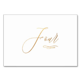 Numeração De Mesa PixDezines Falso Ouro Romântico Quatro 4 Caligrafi