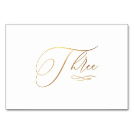 Numeração De Mesa PixDezines Falso Ouro Romântico Três 3 Caligrafia