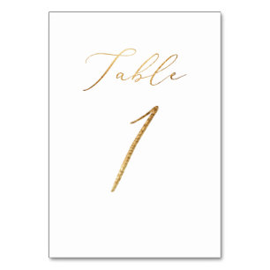 Numeração De Mesa PixDezines Faux Caligrafia Elegante Dourada n.o 1+
