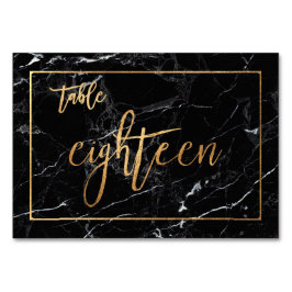 Numeração De Mesa PixDezines Faux Dourado/Mesa n.o 1-18/Marble Preto