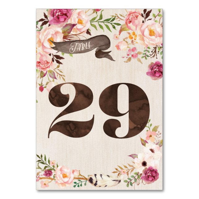 Numeração De Mesa Placa 29 de Números de Mesa de Casamento Russo Flo (Frente)