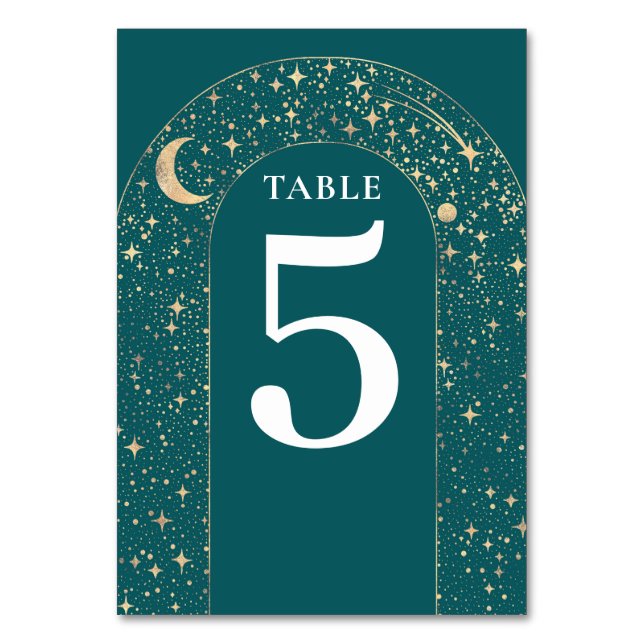 Numeração De Mesa Placa Celestial de Nave Teal (Frente)