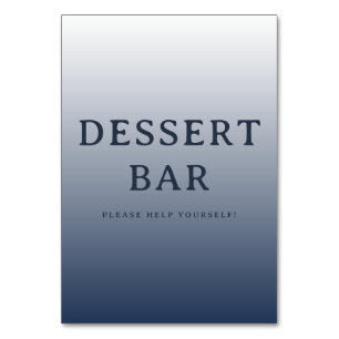 Numeração De Mesa Placa de barra de sobremesas tipográfica azul nava