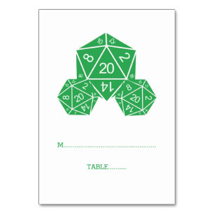 Numeração De Mesa Placa de Colocação de Dice Verde D20