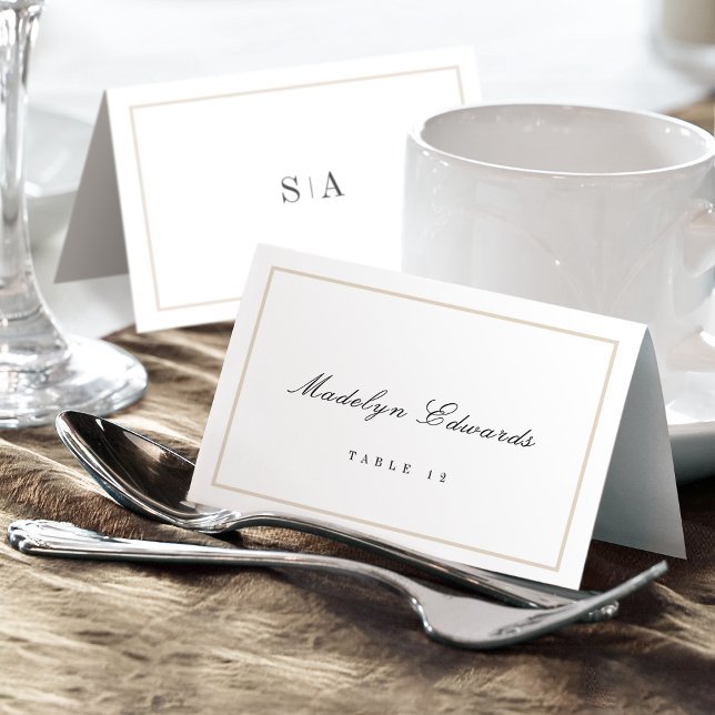 Numeração De Mesa Placa de espaço dobrável mínima sofisticada para m (Sophisticated monogram minimal Foldable Place Card)