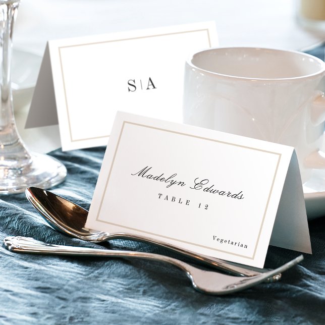 Numeração De Mesa Placa de espaço dobrável mínima sofisticada para m (Sophisticated monogram minimal Foldable Place Card)