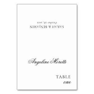 Numeração De Mesa Placa de espaço preto e branco com script Elegante