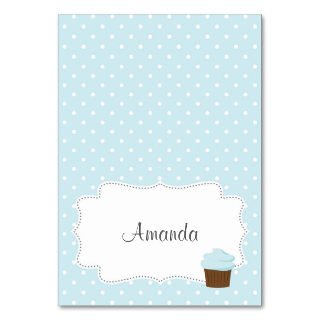 Numeração De Mesa Placa de lugar do Cupcake azul (Frente)