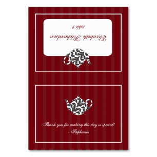 Numeração De Mesa Placa de lugar dobrada do chic Red & White Damask