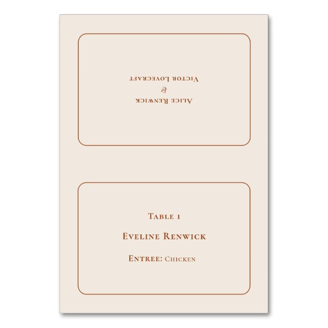 Numeração De Mesa Placa de lugar dobrável simples boho Ivory Entree (Frente)