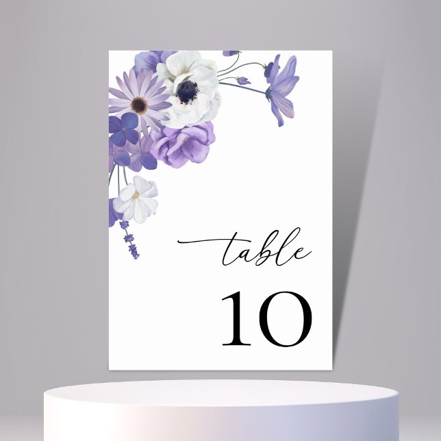 Numeração De Mesa Placa de Mesa 10 de Casamento Botânico Floral Púrp (Criador carregado)