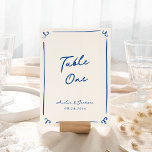Numeração De Mesa Placa de Mesa azul Marinho Desenhada à Mão Whimsic<br><div class="desc">Este design adorável apresenta elementos desenhados à mão e um texto ousado e caprichoso.</div>
