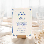 Numeração De Mesa Placa de Mesa azul Marinho Desenhada à Mão Whimsic<br><div class="desc">Este design adorável apresenta elementos desenhados à mão e um texto ousado e caprichoso.</div>