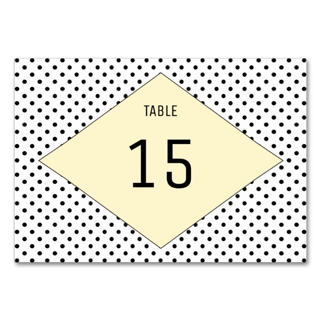 Numeração De Mesa Placa de Mesa Bolinhas Moderna Amarela (Frente)