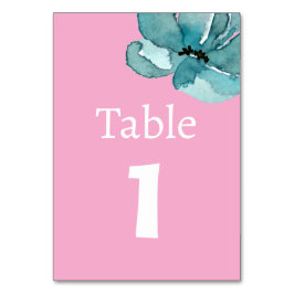 Numeração De Mesa Placa de Mesa Botânica de Aquarela Cor-de-rosa e b