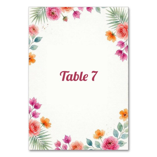 Numeração De Mesa Placa de Mesa Bougainvillea em Flor (Frente)