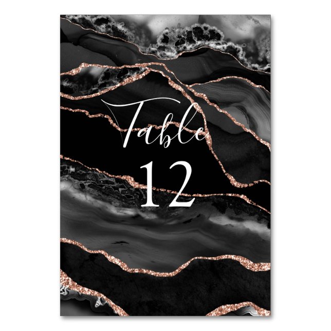 Numeração De Mesa Placa de Mesa brilhante Dourada de Rosa de Agate P (Frente)