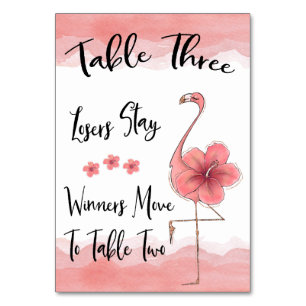 Numeração De Mesa Placa de Mesa Bunco 3 Rosa Flamingo Diversão