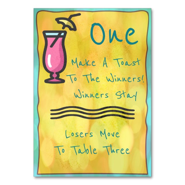 Numeração De Mesa Placa de Mesa Bunco Beink Rosa nº 1 (Frente)