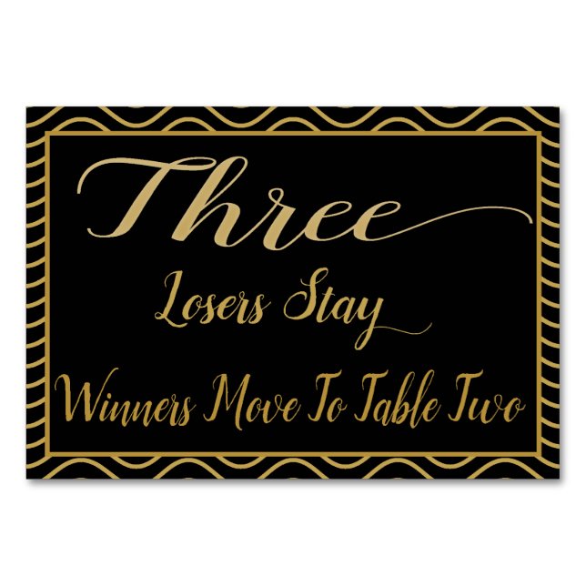 Numeração De Mesa Placa de Mesa Bunco Dourada do rico nº 3 (Frente)