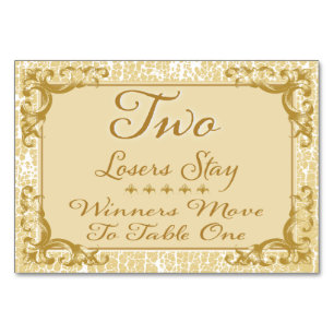 Numeração De Mesa Placa de Mesa Bunco Elegante Dourada nº 2