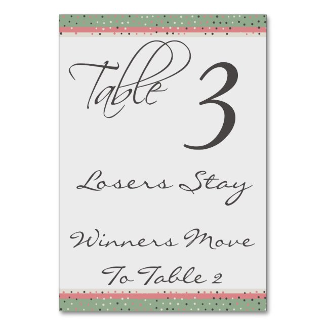 Numeração De Mesa Placa de Mesa Bunco para Na moda de Diversão 3 (Frente)