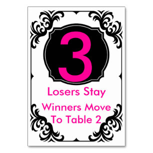 Numeração De Mesa Placa de Mesa Bunco rosa e preta - #3