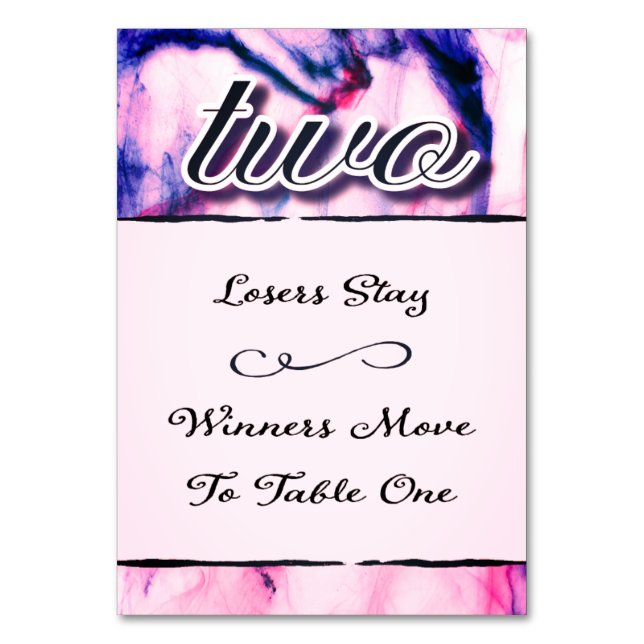 Numeração De Mesa Placa de Mesa Bunco Watercolor Dois (Frente)