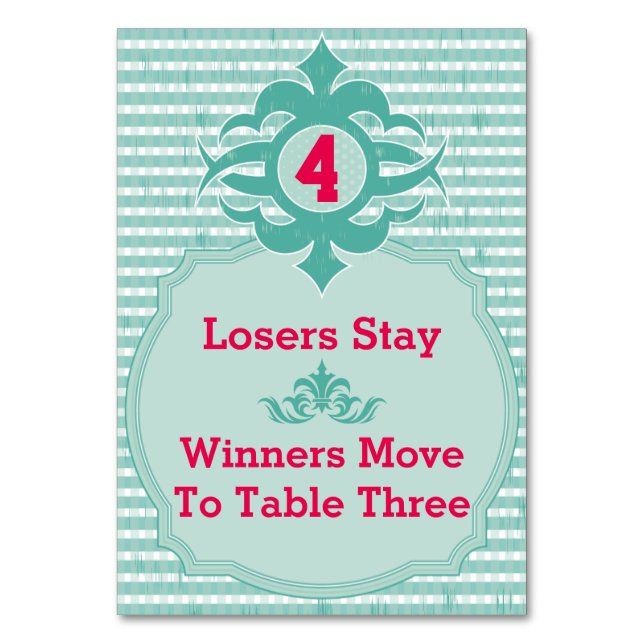 Numeração De Mesa Placa de Mesa Bunco - Xadrez nº 4 (Frente)