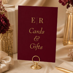 Numeração De Mesa Placa de Mesa Burgundy Gold Monogram Cards and Gif