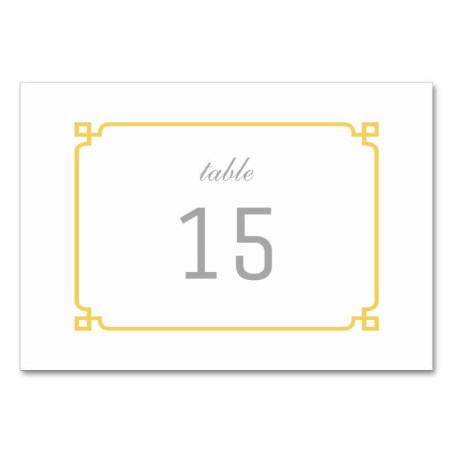 Numeração De Mesa Placa de Mesa Chic Deco Amarela (Frente)