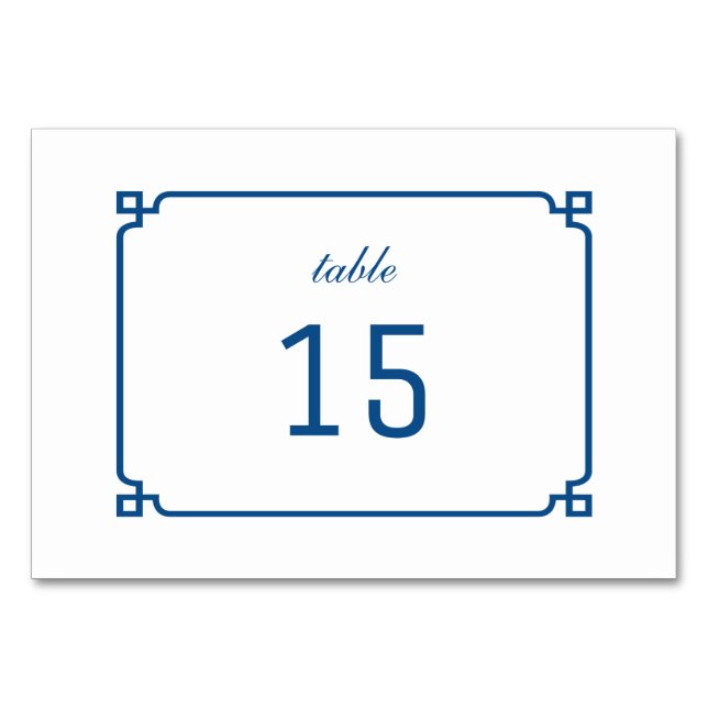 Numeração De Mesa Placa de Mesa Chic Deco Azul Lapis (Frente)
