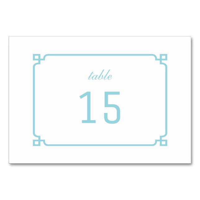 Numeração De Mesa Placa de Mesa Chic Deco para Paraíso Aqua (Frente)