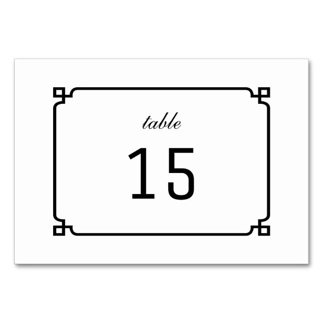 Numeração De Mesa Placa de Mesa Chic Deco Preta (Frente)