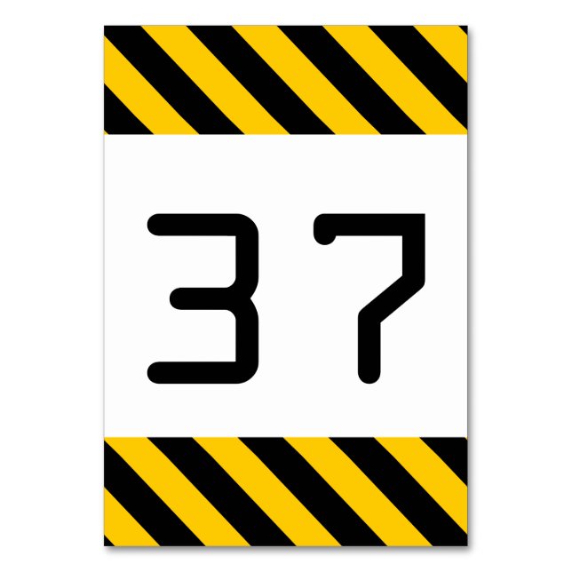 Numeração De Mesa Placa de Mesa com faixa amarela e preta (Frente)