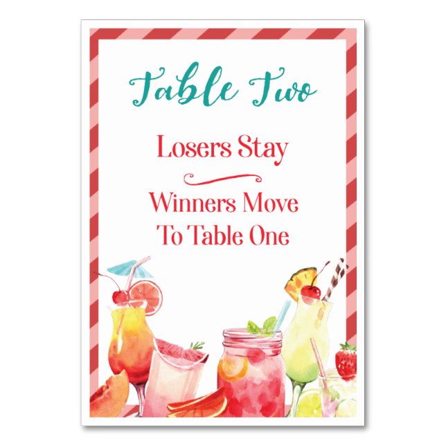 Numeração De Mesa Placa de Mesa de Bebidas Summertime Dois Bunco (Frente)
