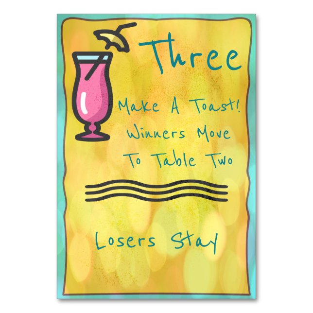 Numeração De Mesa Placa de Mesa de Bunco Beink 3 (Frente)