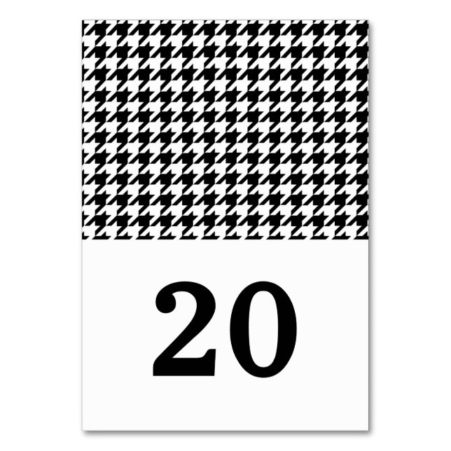 Numeração De Mesa Placa de Mesa de Casamento Black Houndstooth (Frente)