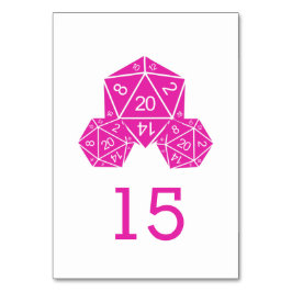 Numeração De Mesa Placa de Mesa de Casamento Dice D20 Rosa