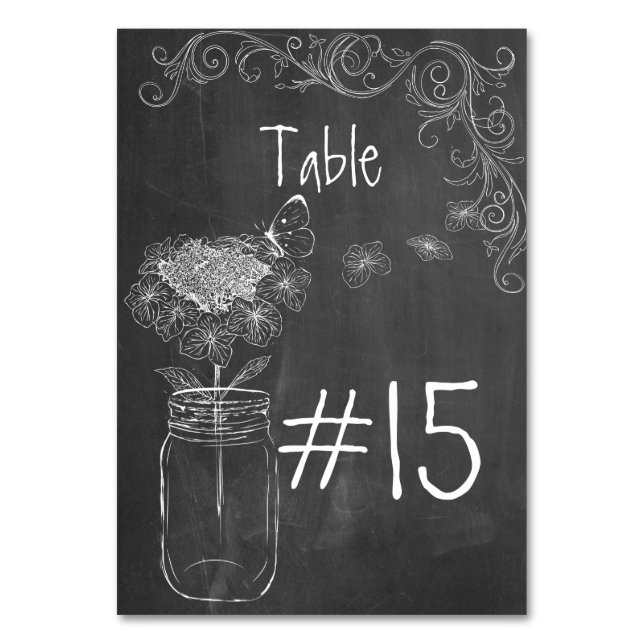 NUMERAÇÃO DE MESA PLACA DE MESA DE CASAMENTO MASON JAR GARDEN (Verso)
